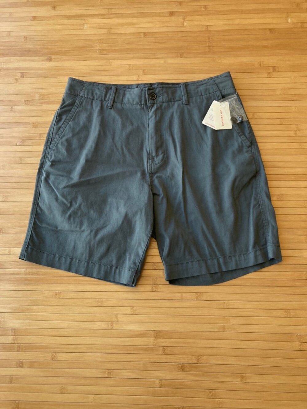 Lucky Brand 9" Stretch Twill Shorts Flat Front Mens 34 Dark Slate NWT